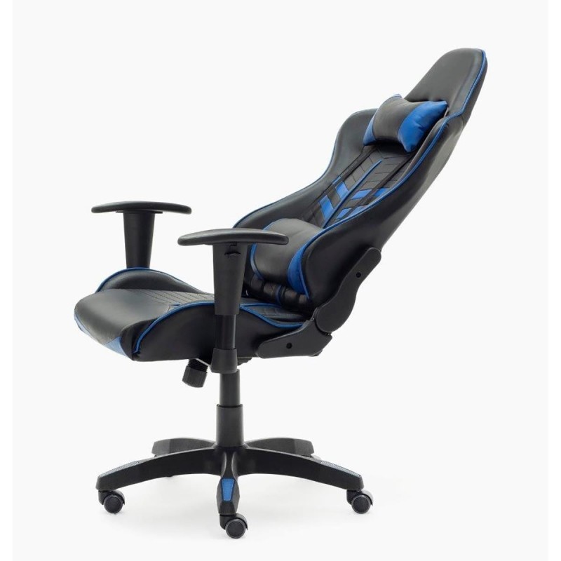 Silla gaming REGINA, respaldo abatible, en negro y azul