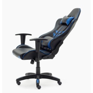 Silla gaming REGINA, respaldo abatible, en negro y azul