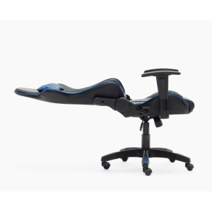 Silla gaming REGINA, respaldo abatible, en negro y azul