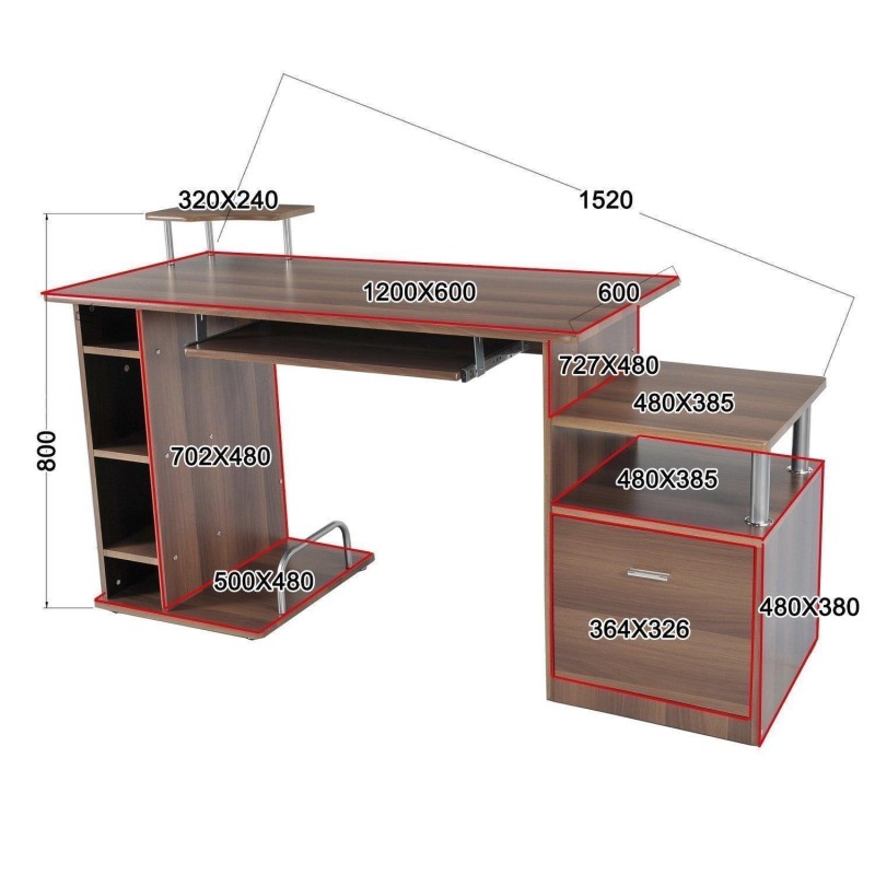 Mesa de ordenador PLANET en madera color negro