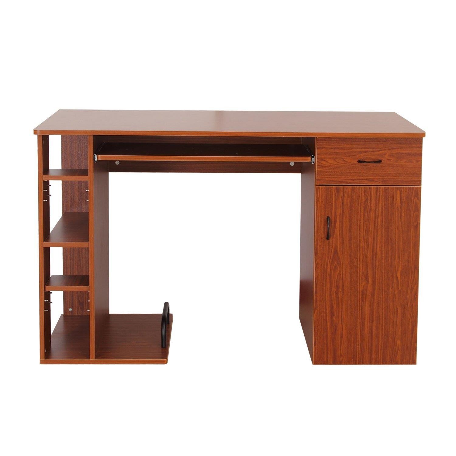 Mesa para ordenador GUINEA, con Cajones y Bandeja para Teclado, Dimensiones 120x60x74 cm, en Madera color Negro