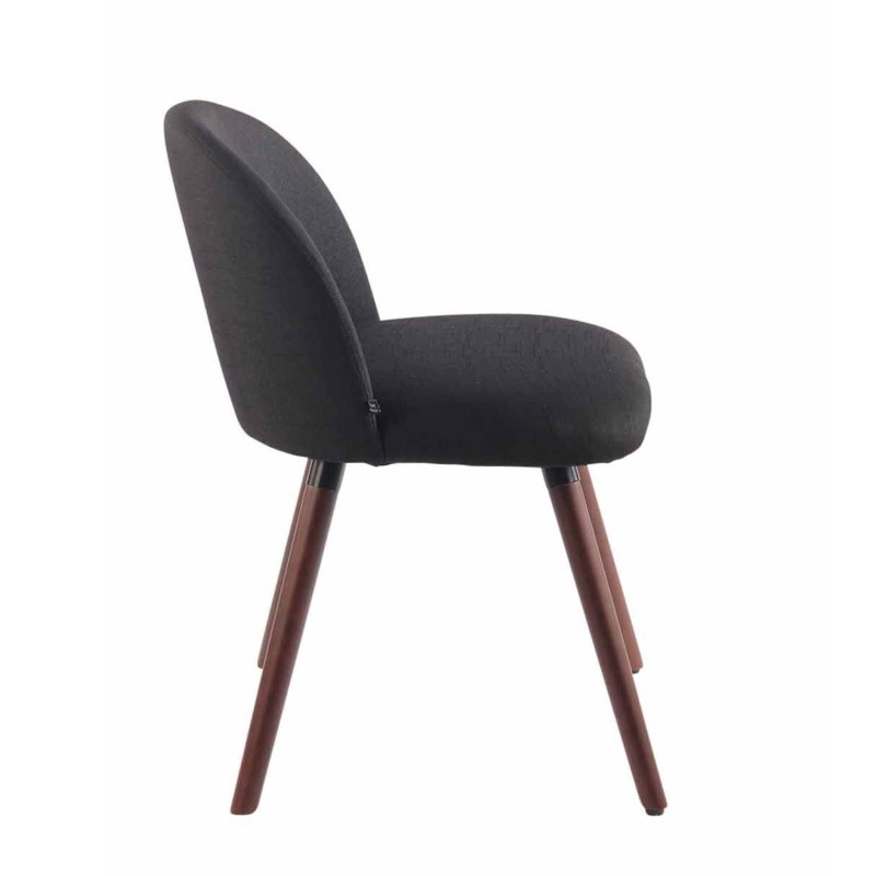 Silla de Confidente MINA, Madera Nogal y Tela Negra