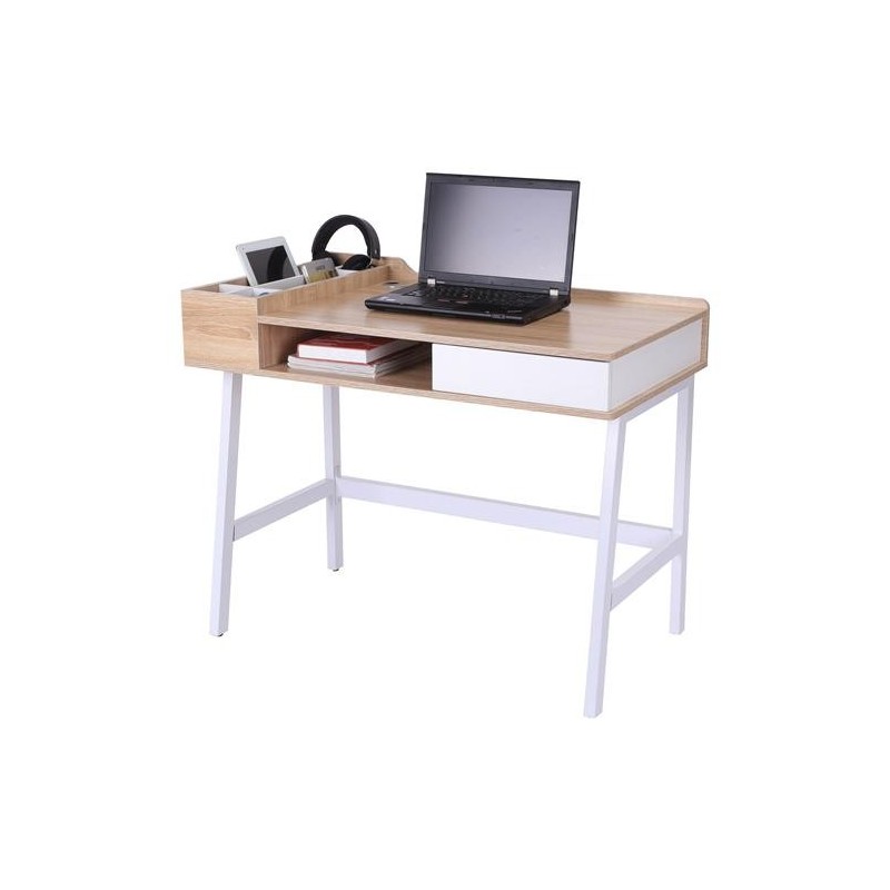 Mesa para Ordenador GADEA en Metal y Madera color Roble y Blanco