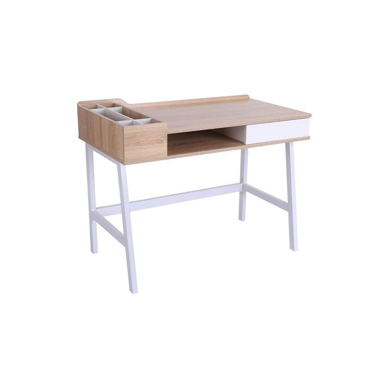 Mesa para Ordenador GADEA en Metal y Madera color Roble y Blanco