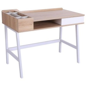 Mesa para Ordenador GADEA en Metal y Madera color Roble y Blanco