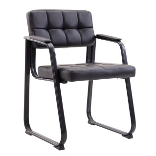 Silla de Confidente CABANA, Estructura Metálica y Piel Negra