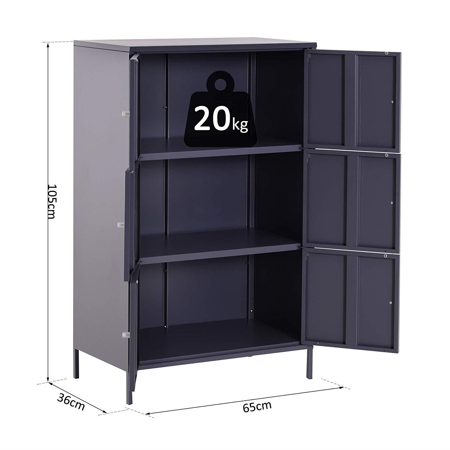 Armario Archivador Metálico ALTRA, 105x65x36 cm, color Negro