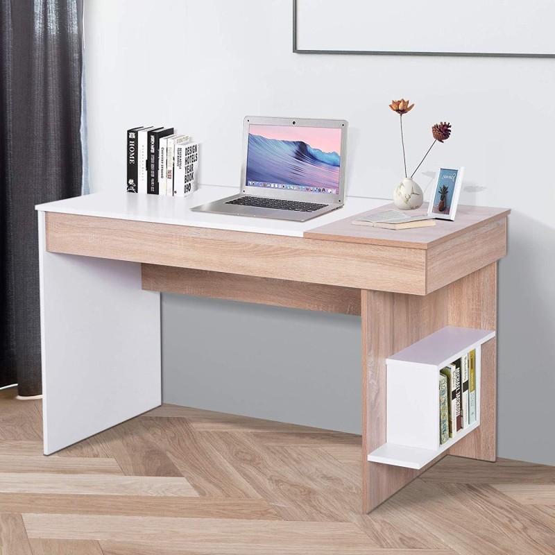 Mesa de oficina LISE en Madera color Roble y Blanco