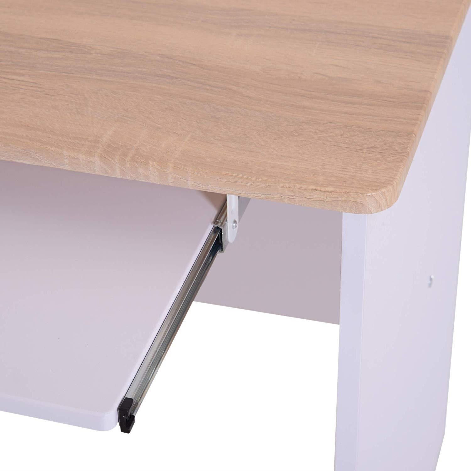 Mesa para Ordenador FAFI, 130x70x75 cm, en Madera color Blanco y Roble
