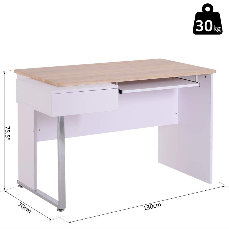 Mesa para Ordenador FAFI en Madera color Blanco y Roble