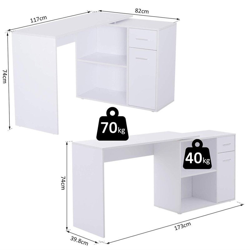 Mesa de Oficina YASER en Madera color Blanco