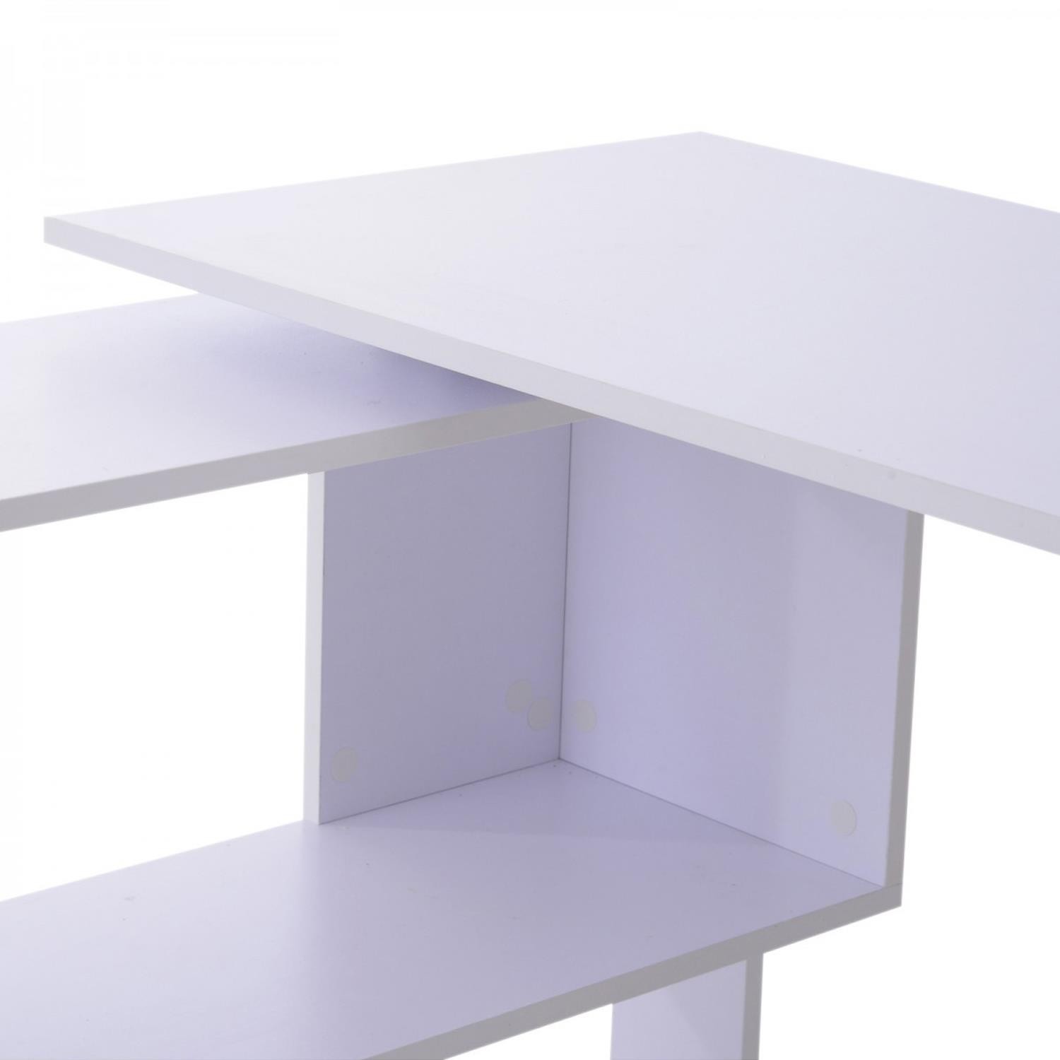 Mesa de Oficina PLAMEN, Giratoria, con Estantes, en Madera color Blanco