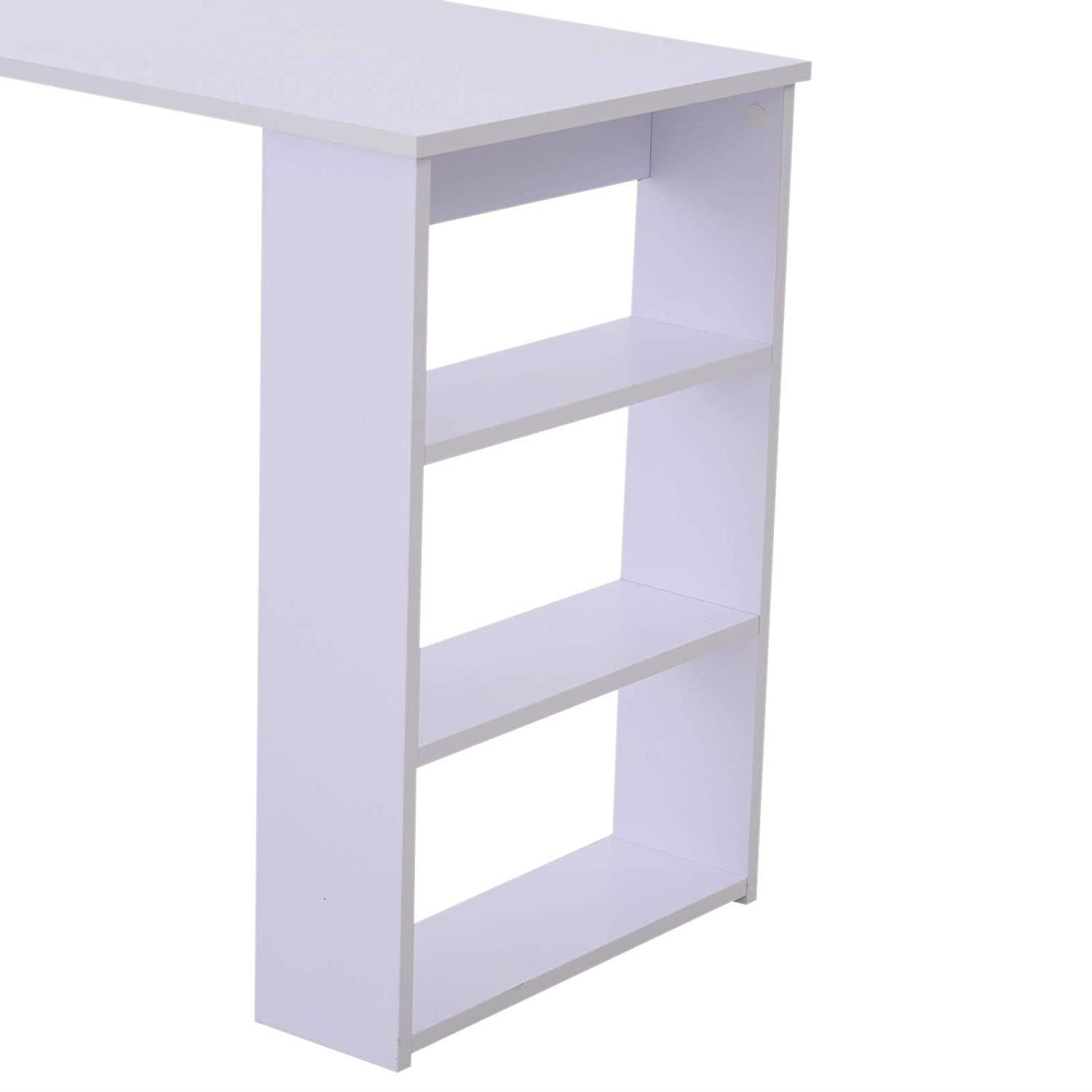 Mesa de Oficina PLAMEN, Giratoria, con Estantes, en Madera color Blanco