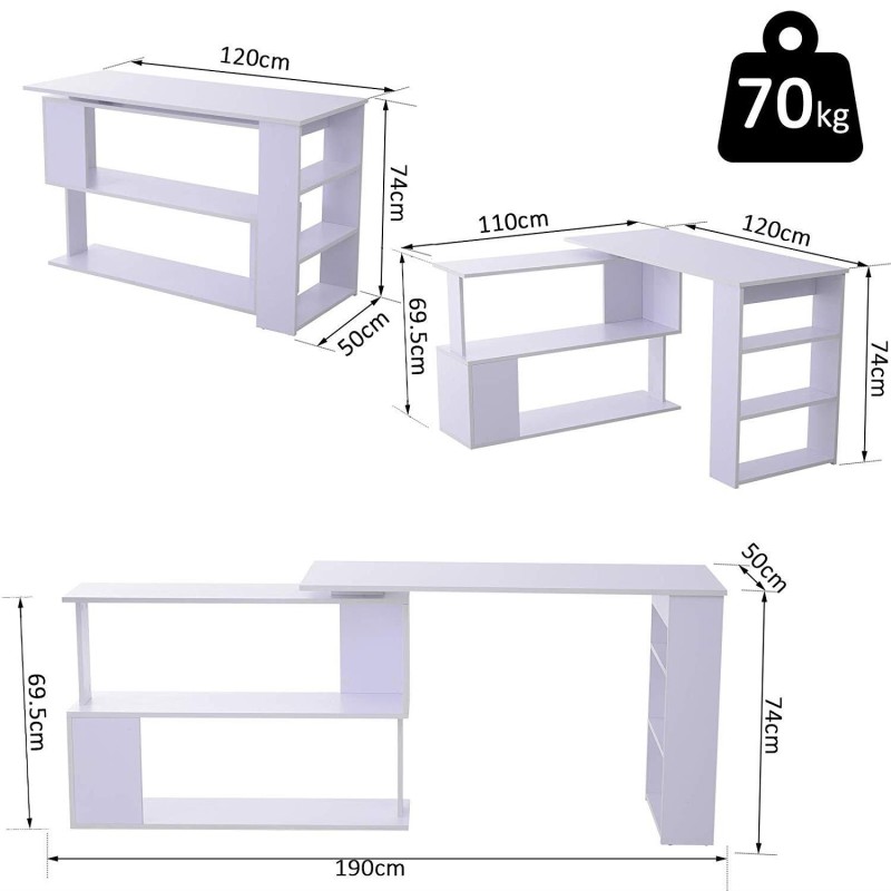 Mesa de Oficina PLAMEN en Madera color Blanco