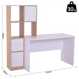 Mesa de Oficina LINSAY en Madera color Blanco y Roble