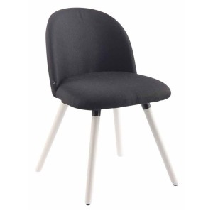 Silla de Confidente MINA, Madera Blanca y Tela Negra