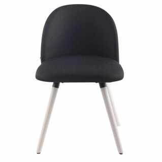 Silla de Confidente MINA, Madera Blanca y Tela Negra 2