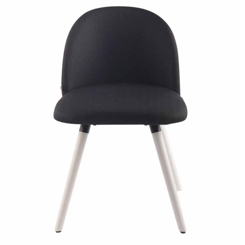 Silla de Confidente MINA, Madera Blanca y Tela Negra