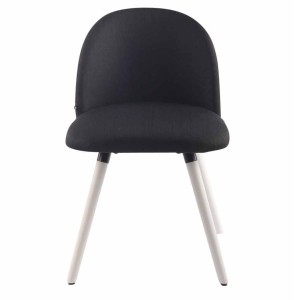 Silla de Confidente MINA, Madera Blanca y Tela Negra