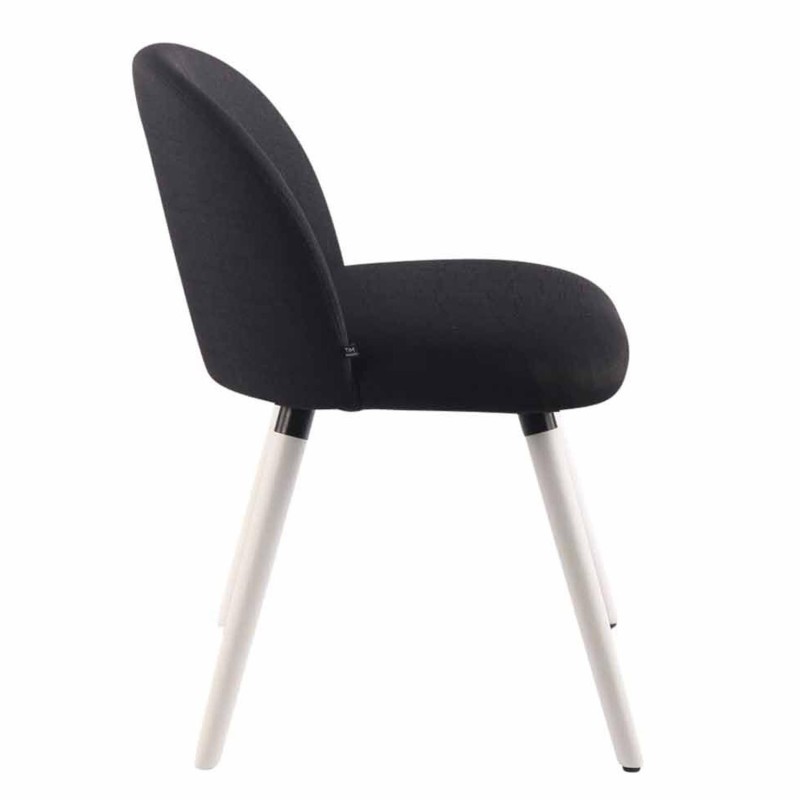 Silla de Confidente MINA, Madera Blanca y Tela Negra