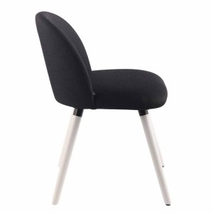 Silla de Confidente MINA, Madera Blanca y Tela Negra
