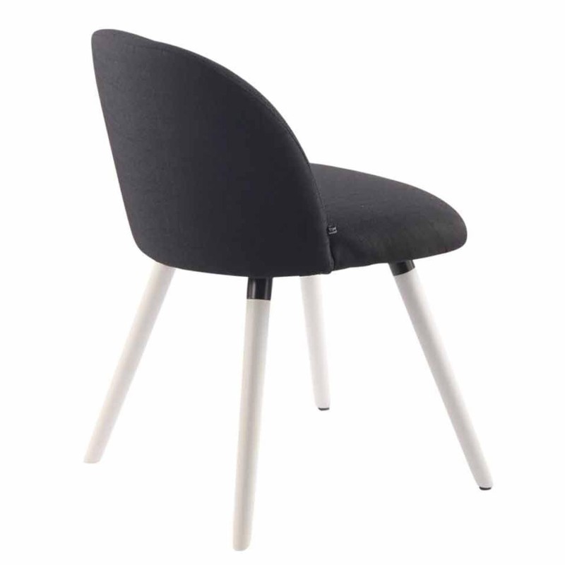 Silla de Confidente MINA, Madera Blanca y Tela Negra