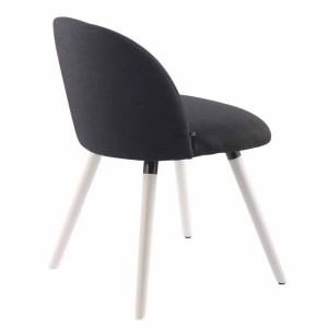 Silla de Confidente MINA, Madera Blanca y Tela Negra