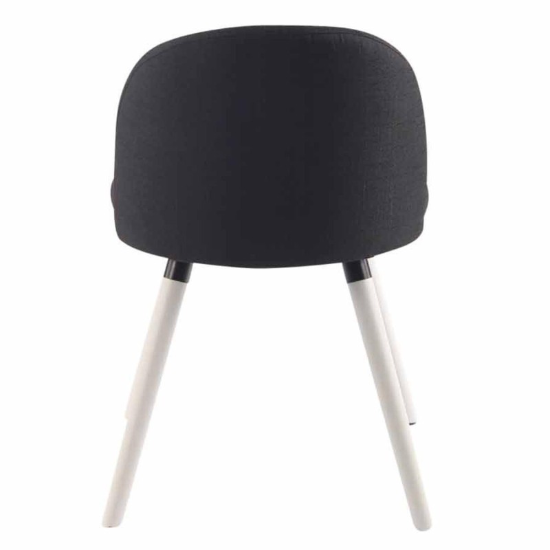 Silla de Confidente MINA, Madera Blanca y Tela Negra