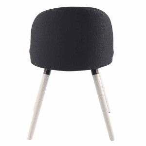 Silla de Confidente MINA, Madera Blanca y Tela Negra