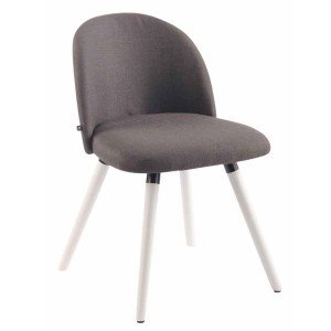 Silla de Confidente MINA, Madera Blanca y Tela Negra