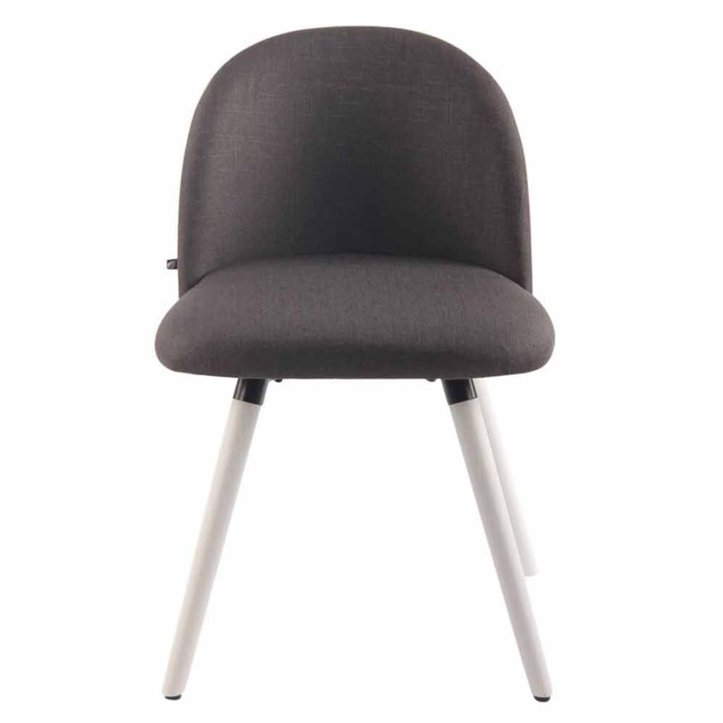 Silla de Confidente MINA, Madera Blanca y Tela Negra