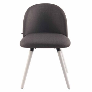 Silla de Confidente MINA, Madera Blanca y Tela Negra