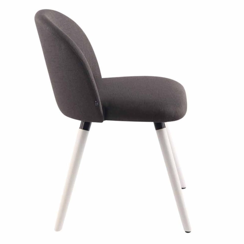 Silla de Confidente MINA, Madera Blanca y Tela Negra