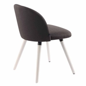 Silla de Confidente MINA, Madera Blanca y Tela Negra
