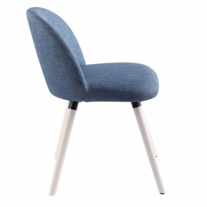Silla de Confidente MINA, Madera Blanca y Tela Negra