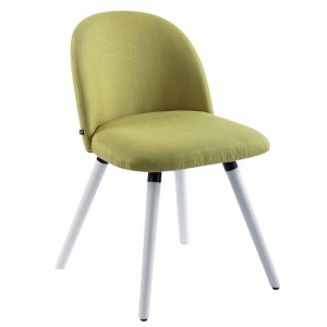Silla de Confidente MINA, Madera Blanca y Tela Negra