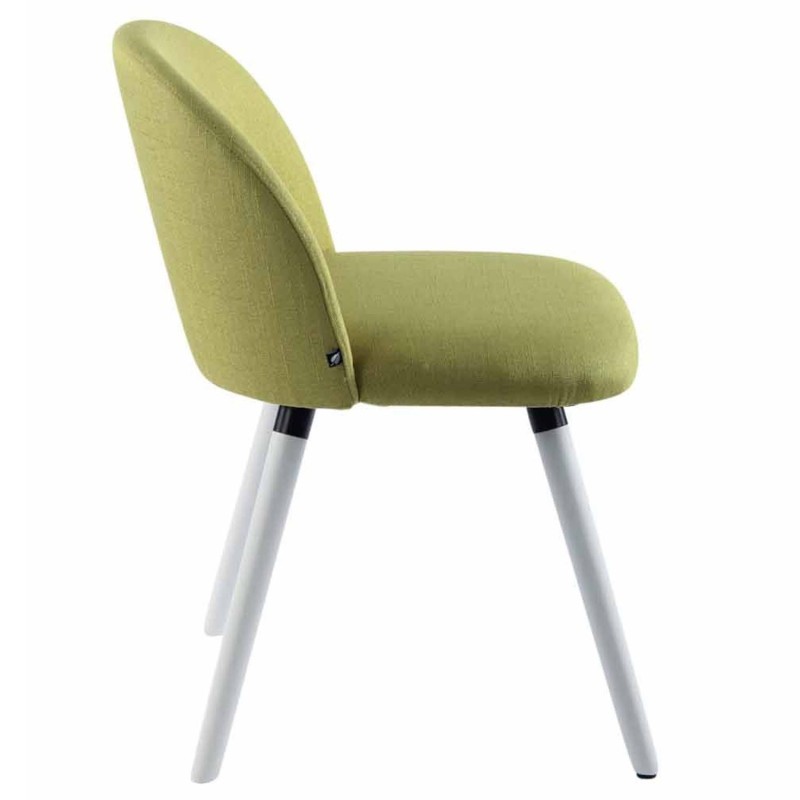 Silla de Confidente MINA, Madera Blanca y Tela Negra