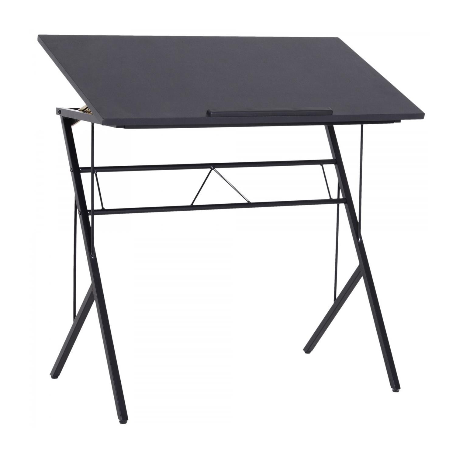 Mesa inclinable BEKIR, 90x50x76-91 cm, en Metal y Madera color Negro