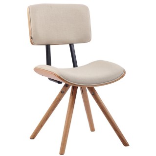 Silla de Confidente CHIMALA, en Madera color Natural y Tela color Crema