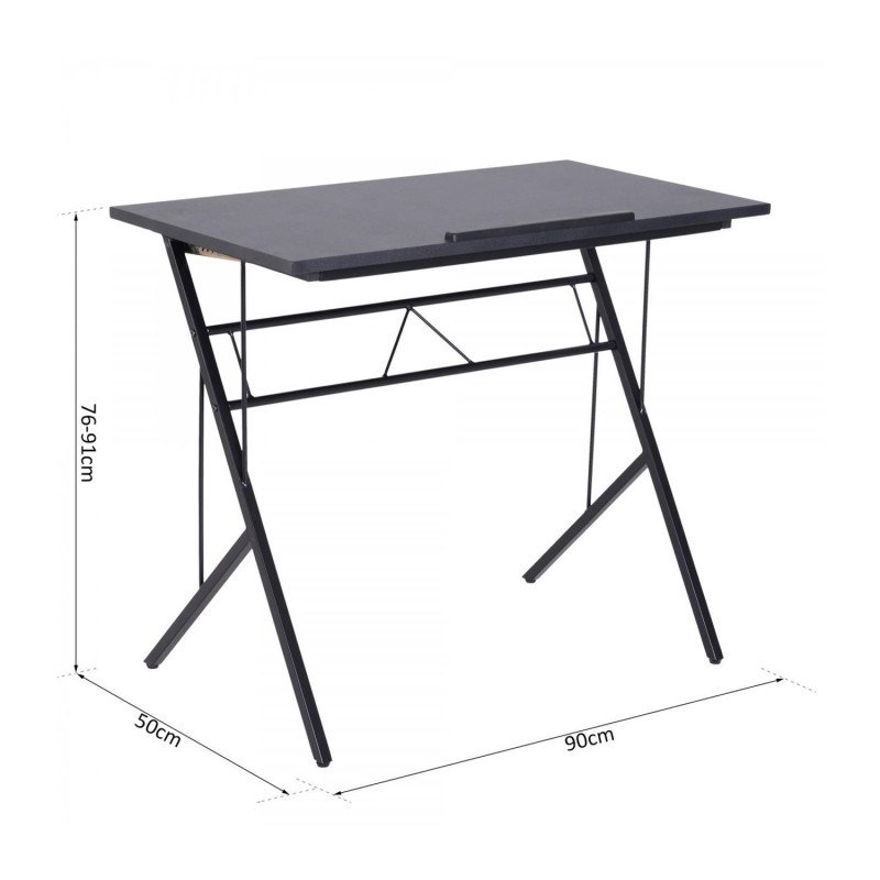 Mesa inclinable BEKIR en Metal y Madera color Negro