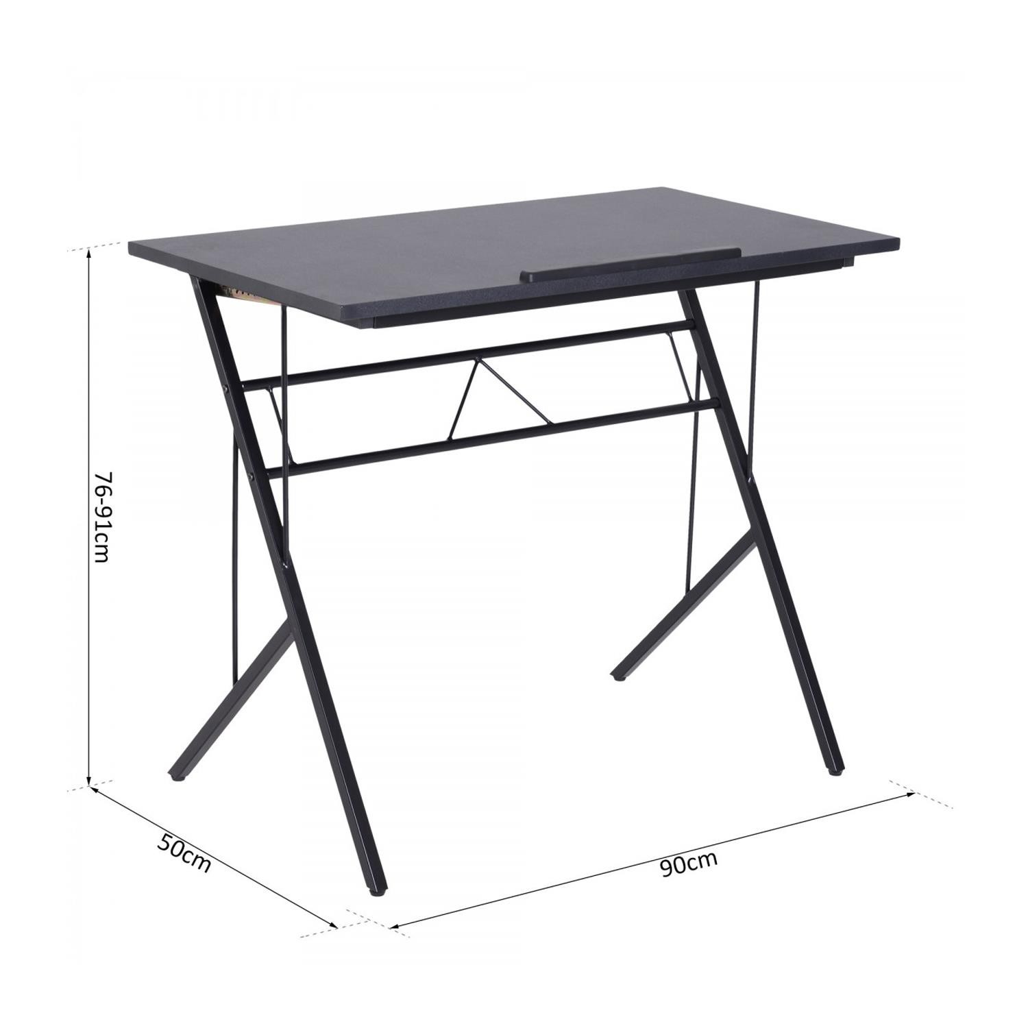 Mesa inclinable BEKIR, 90x50x76-91 cm, en Metal y Madera color Negro