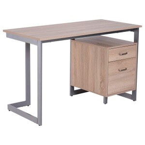 Mesa de Oficina AMONDI en Metal y Madera color Roble