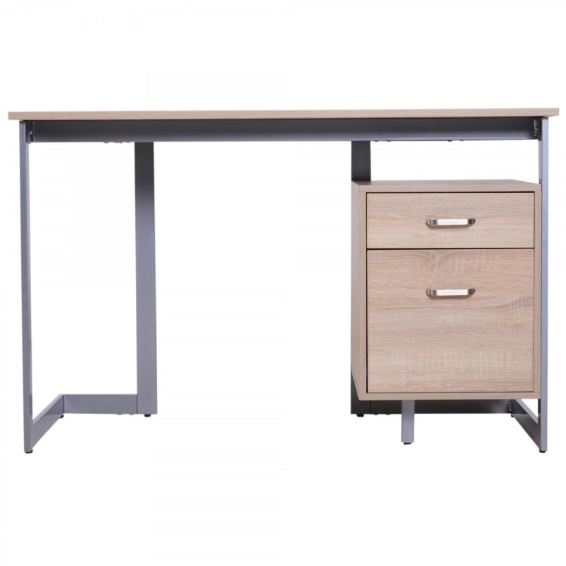 Mesa de Oficina AMONDI en Metal y Madera color Roble