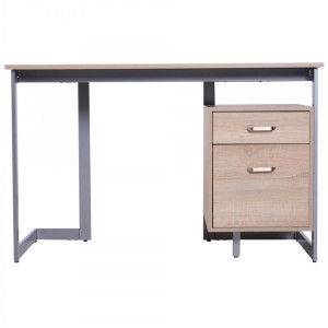 Mesa de Oficina AMONDI en Metal y Madera color Roble