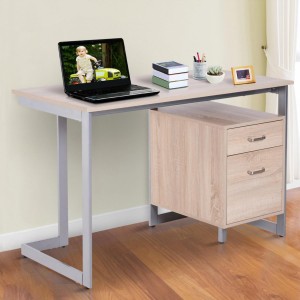 Mesa de Oficina AMONDI en Metal y Madera color Roble