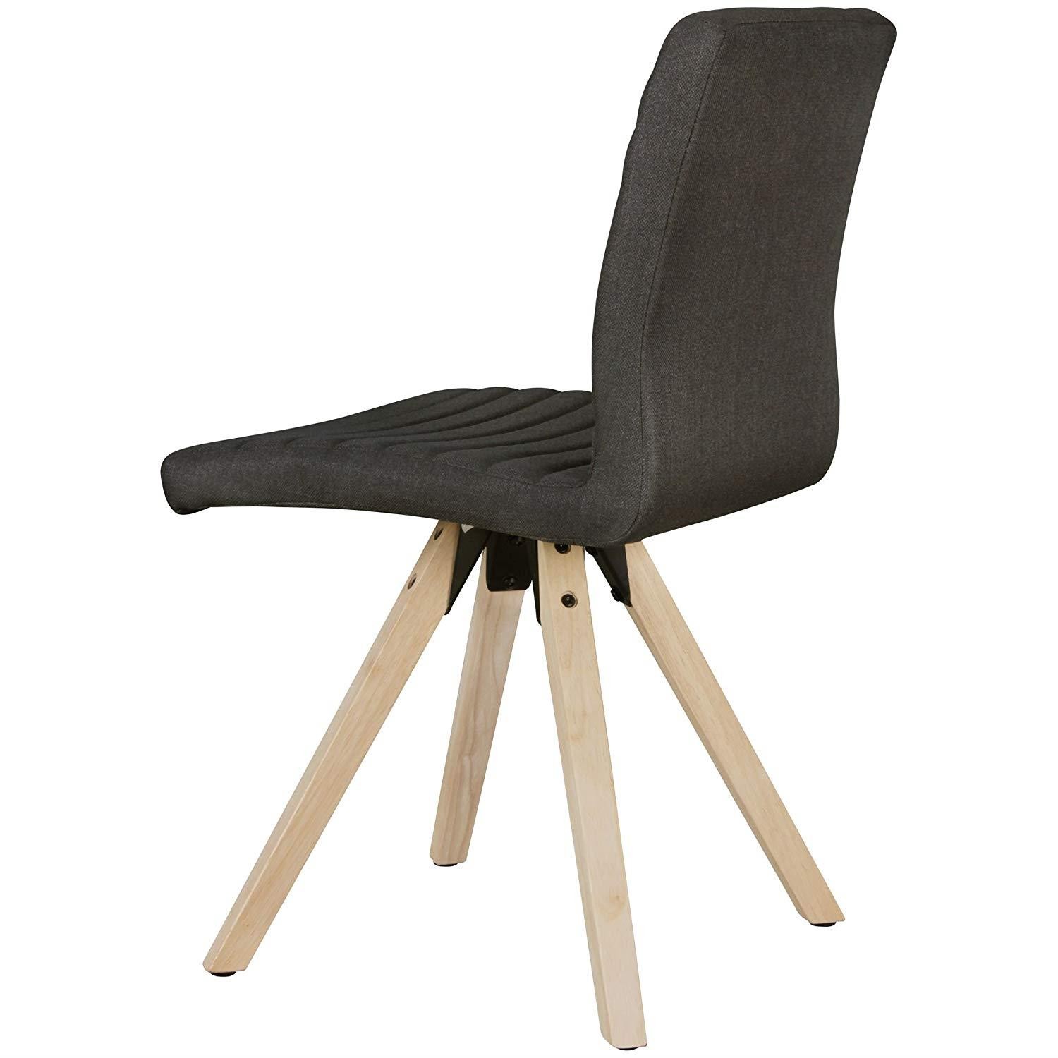 Lote de 2 Sillas de Confidente MALIK, Patas de Madera Claras, Tela color Amarillo