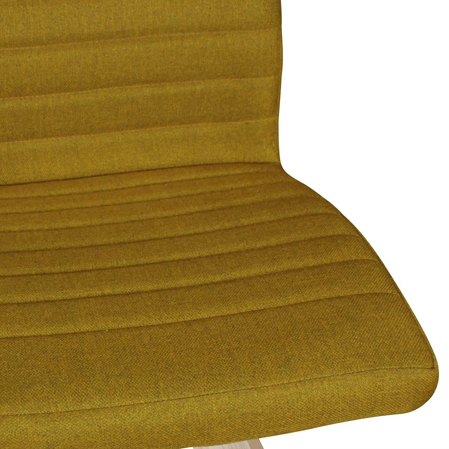 Lote de 2 Sillas de Confidente MALIK, Patas de Madera Claras, Tela color Amarillo