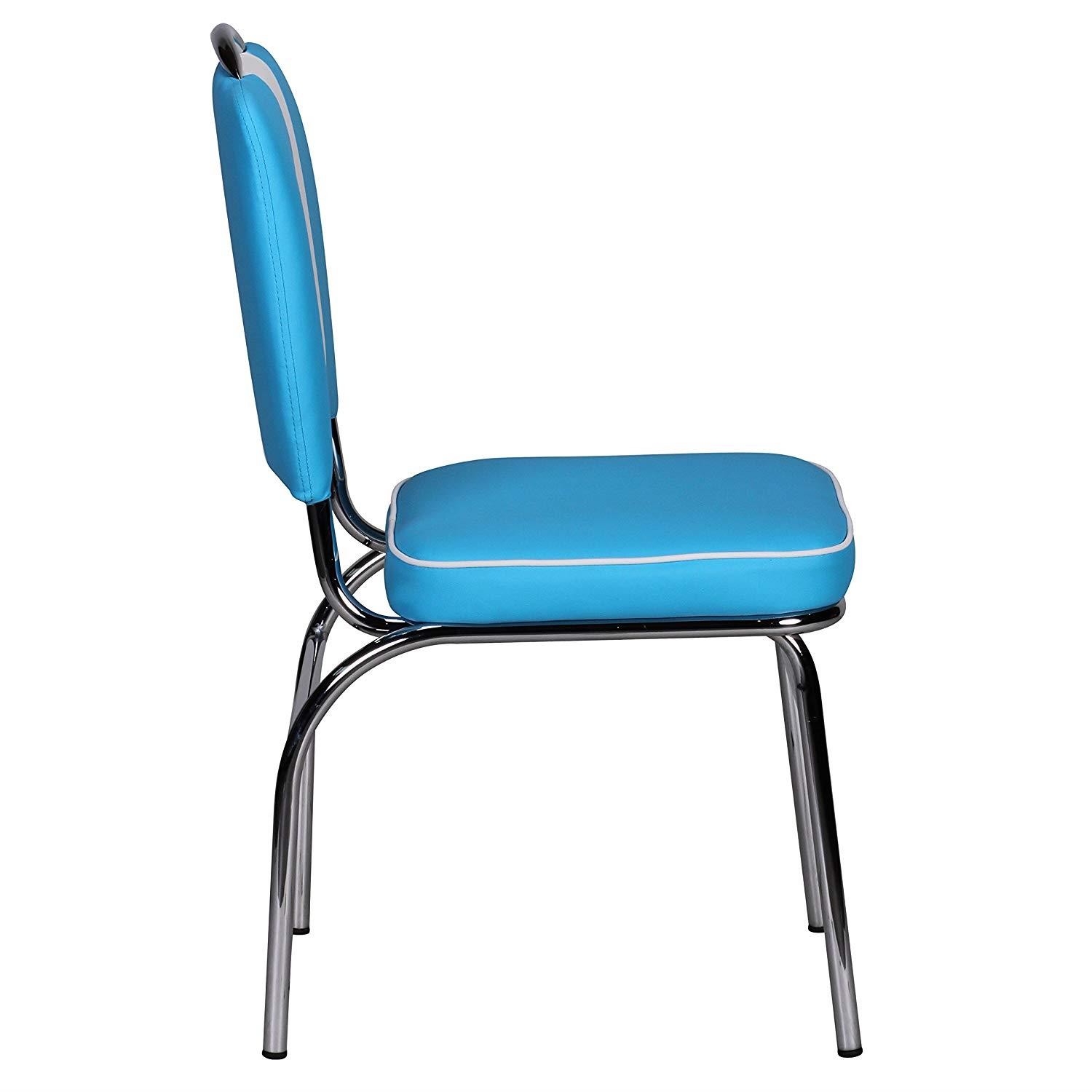Silla de Confidente FIFTIES, Gran Acolchado, Estilo Retro, en Piel color Azul