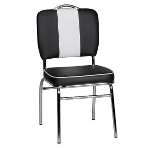 Silla de Confidente FIFTIES en Piel color Negro