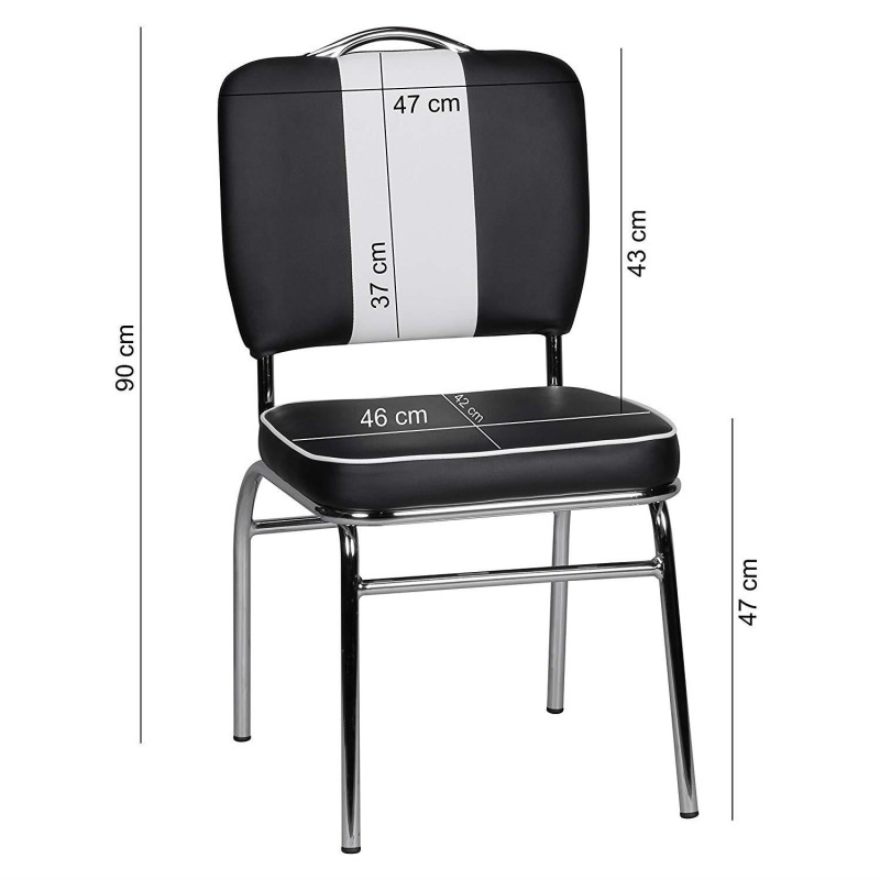 Silla de Confidente FIFTIES en Piel color Negro